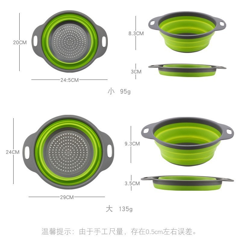 Cesta de drenaje plegable telescópica para acampar al aire libre, filtro de agua súper redondo, artefacto de cocina azul vegetal plegable, canasta de lavado de verduras