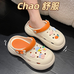 Thick-soled daddy sandals 2023 summer new high-heeled platform sole ins trendy outer wear toe-toe slippers beach shoes
