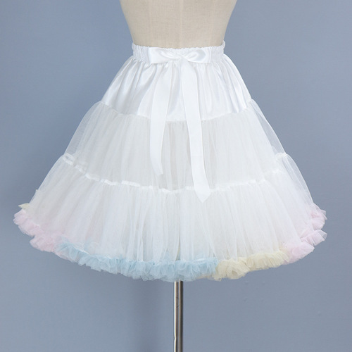 Colorful pastel-toned cloud-like tulle skirt crinoline, tutu-style flouncy skirt—specially designed for cross-border export, perfect for lolita-inspired looks.