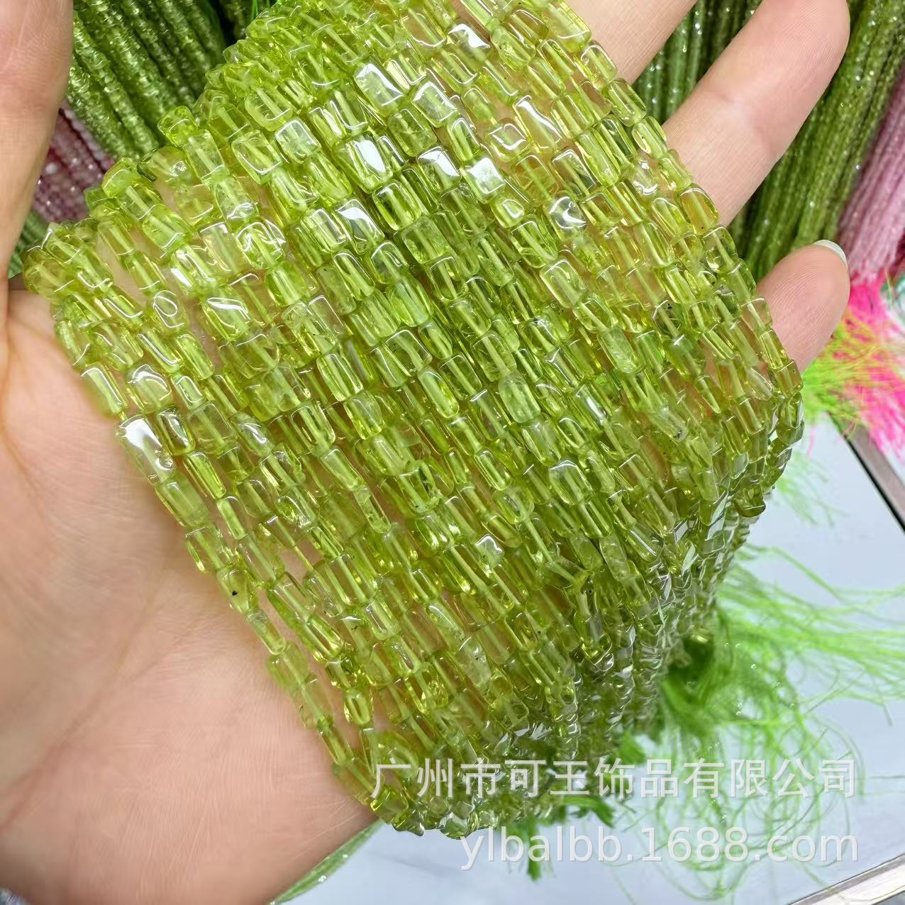 メーカー卸売天然ペリドット丸玉、算盤玉、角砂糖型、長方形、異形カット、光沢仕上げDIYジュエリーアクセサリー