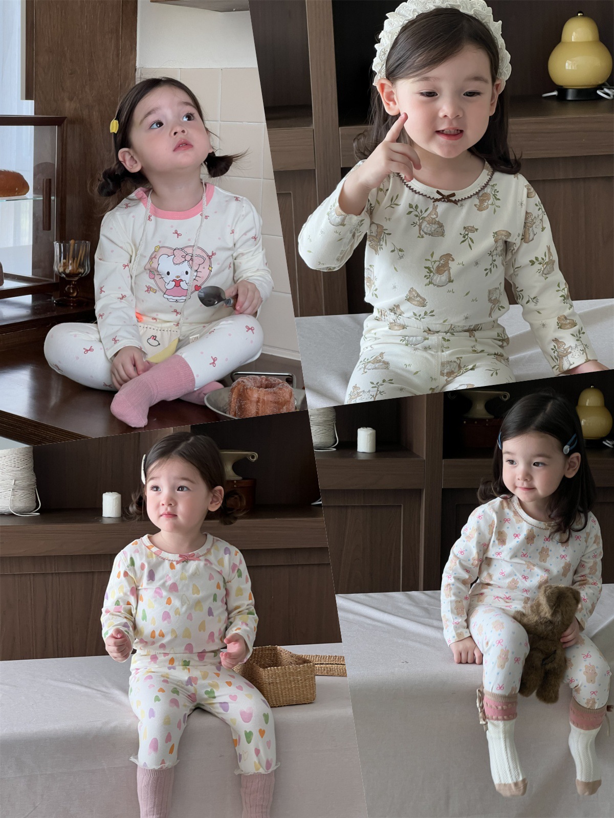 Niñas juegos de pijamas de primavera y otoño de dos piezas juegos de ropa de otoño de 2025 juegos de ropa para niños en casa pijamas