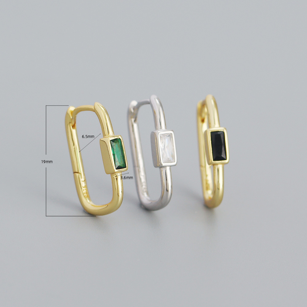 Fashion Geometric Sterling Silver Inlay Zircon Earrings 1 Pair