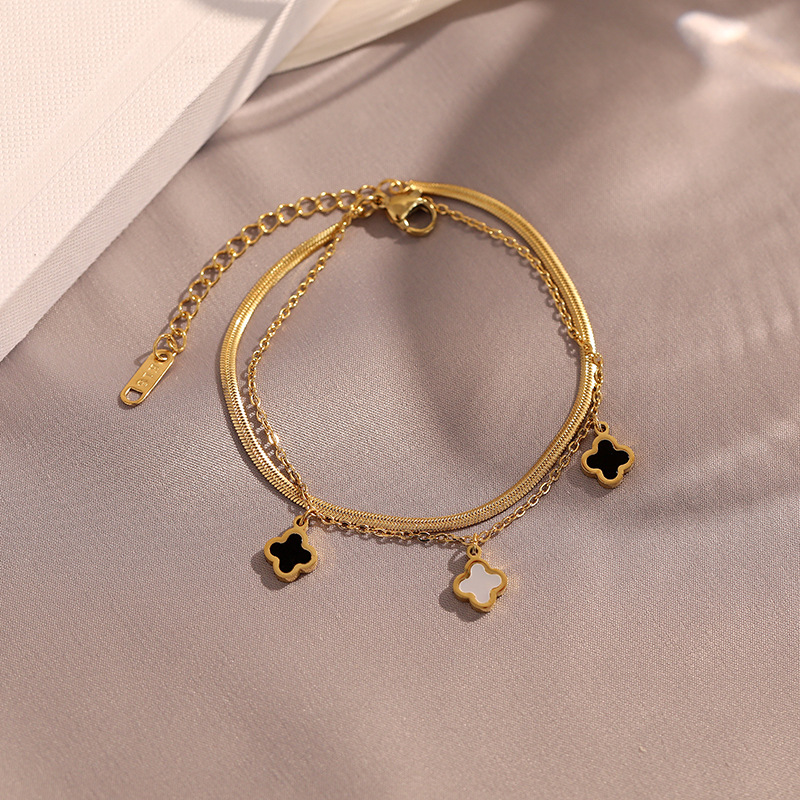 Basic Four Leaf Clover Butterfly Stainless Steel Titanium Steel Plating Pendant Necklace 1 Piece