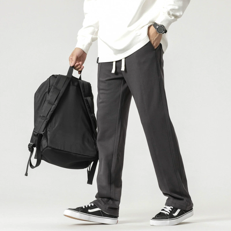 Новый продукт Прямые повседневные брюки с драпировкой по полу, мужские Модные брендовые спортивные свободные широкие брюки на шнурке высокого класса, универсальные
