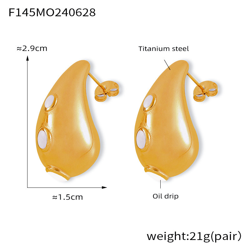 Quadratische, tropfenförmige Ohrringe mit Zirkonia-Besatz, Damen-Ohrringe aus Edelstahl PVD-Beschichtung_voghion.com