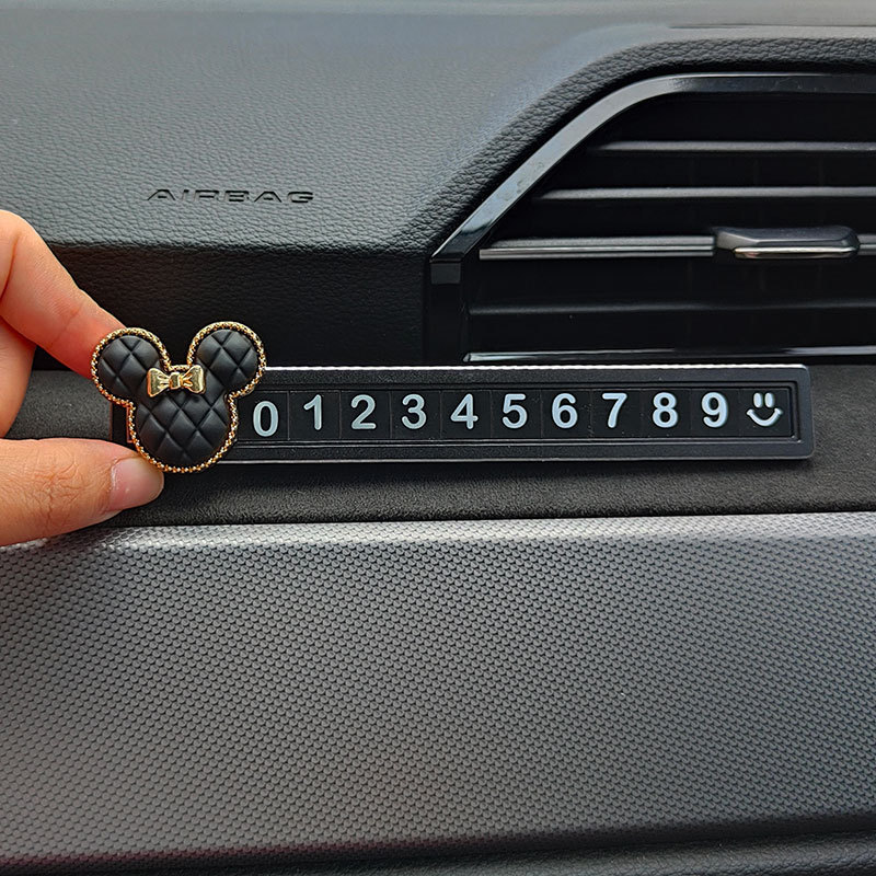 블랙 미키 헤드-블랙 합금 슬라이딩 주차 카드