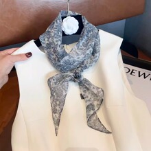 100%桑蚕丝斜角巾法式赫本真丝小丝巾女真丝斜角飘带长款薄款领巾