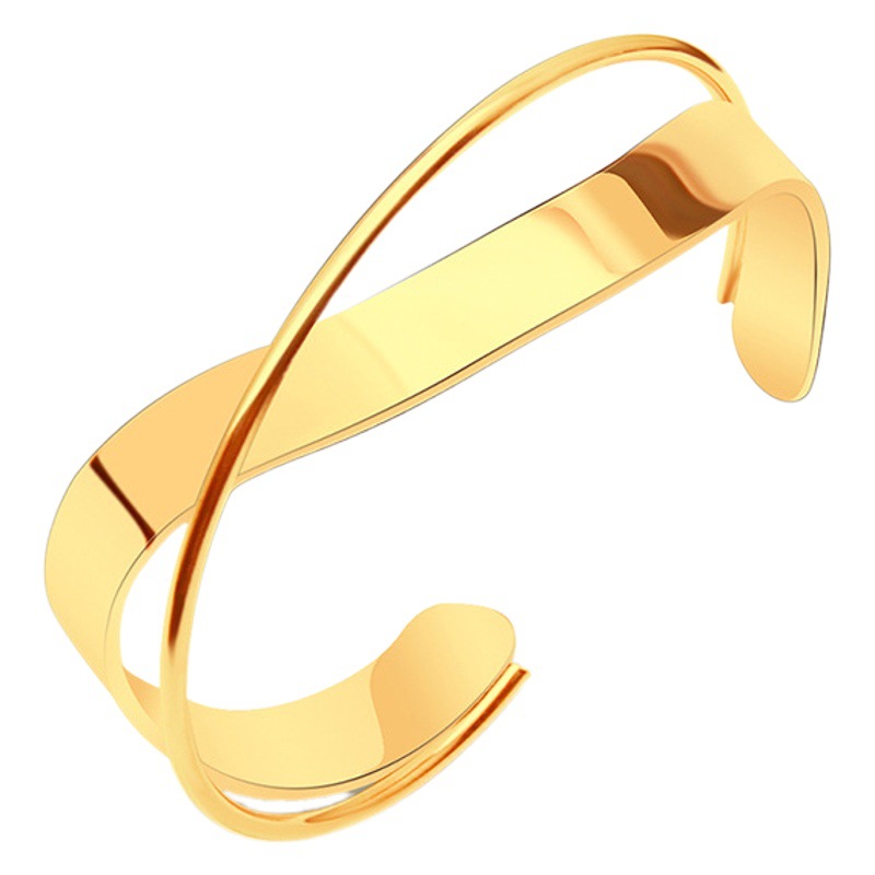 Europeo y americano ins estilo simple temperamento nicho Cruz brillante pulsera abierta titanio acero chapado 18K oro real pulsera hembra z195