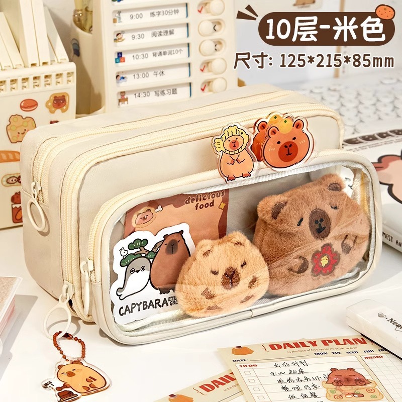 Bolsa de lápiz transparente desmontable diy bolsas de dolor bolsas de lápiz de gran capacidad antisucio simple ins zhong enorme bolsa de papelería