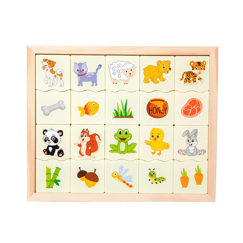 Juego cognitivo animal Ilustración digital tablero a juego Monterey educación temprana madera tablero de mano rompecabezas traje jardín de infantes