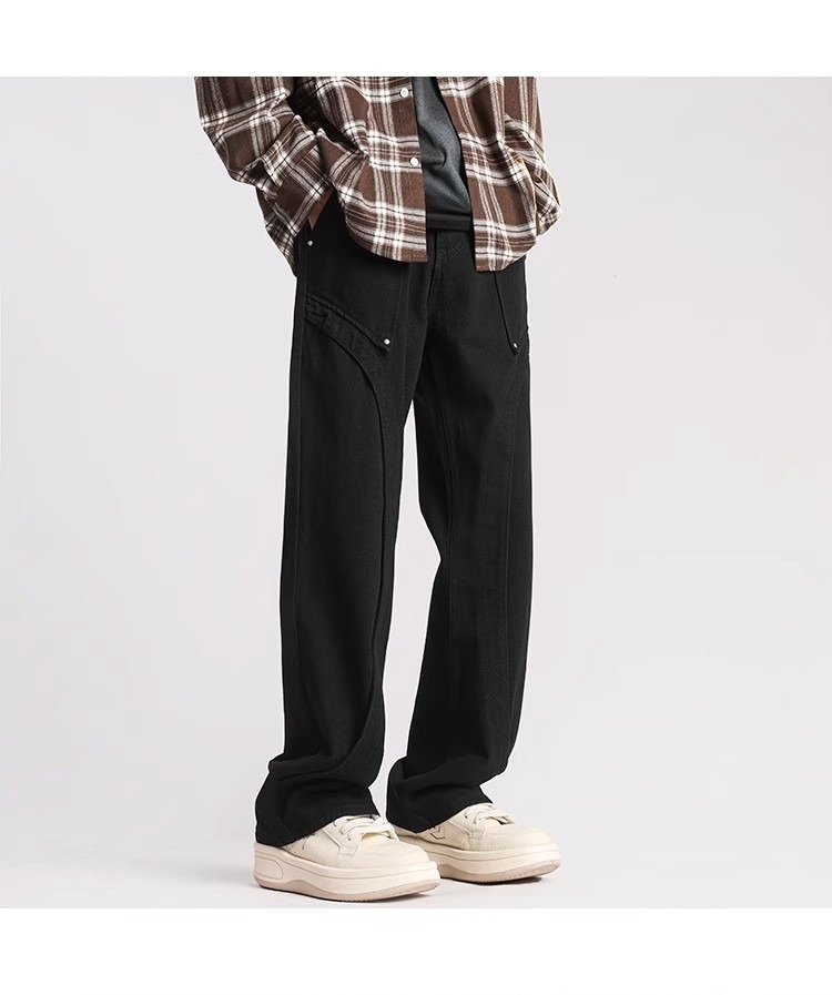Men's Slim Fit Workwear Jeans High Street Style Trendy Casual Trousers Versatile Denim Pants_mkmklike.com