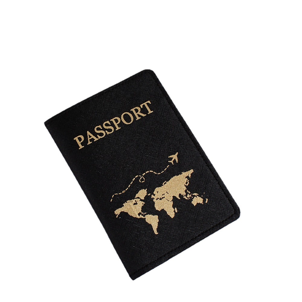 Shein transfronteriza nueva pu cuero dorado mapa pasaporte cubierta certificado bolsa de almacenamiento pasaporte titular en stock