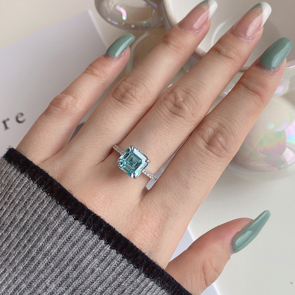 Fashion Square Sterling Silver Plating Inlay Zircon Rings 1 Piece