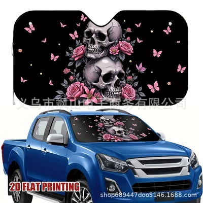 Sun shade: Spider Themed Car Windshield Sunshade - 130cm-70cm-halloween-15