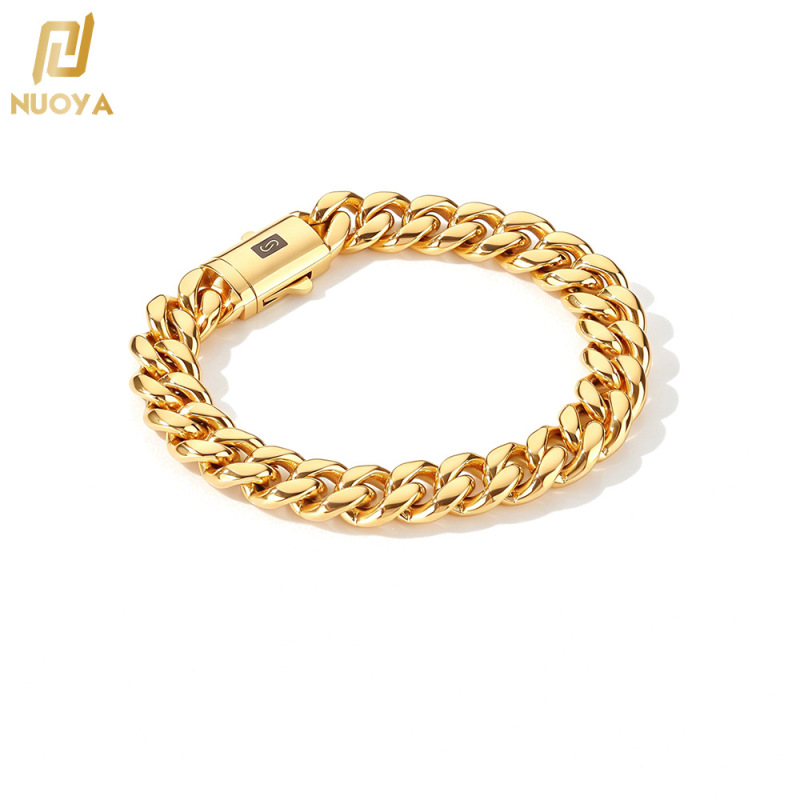 European and American Cross-Border Hip-Hop 22K Gold-Plated Cuban Chain Accessories, Titanium Steel Bracelet for Men, Stainless Steel Jewelry Customization European and American Cross-Border Hip-Hop 22K Gold-Plated Cuban Chain Accessories, Titanium Steel Bracelet for Men, Stainless Steel Jewelry Customization