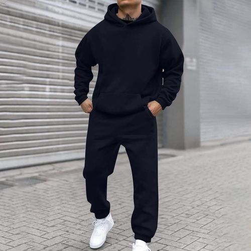 2025 European and American Autumn/Winter Fleece Fashion Hooded Sweatshirt Set Casual Loose Long Sleeve