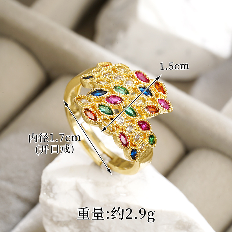 Anillo de espiga de trigo zircon de color j23899