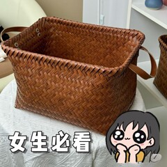 アメリカンスタイルの手作り籐風収納バスケット、ランドリーバスケット、お菓子やおもちゃ、車載収納、小紅書と同じスタイル、PUハンドル付き