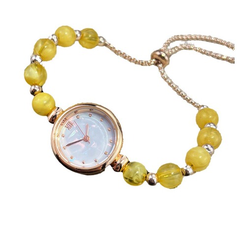Cross-border new pearl bracelet women's quartz watch niche light luxury small dial pull-out adjustable watch hit