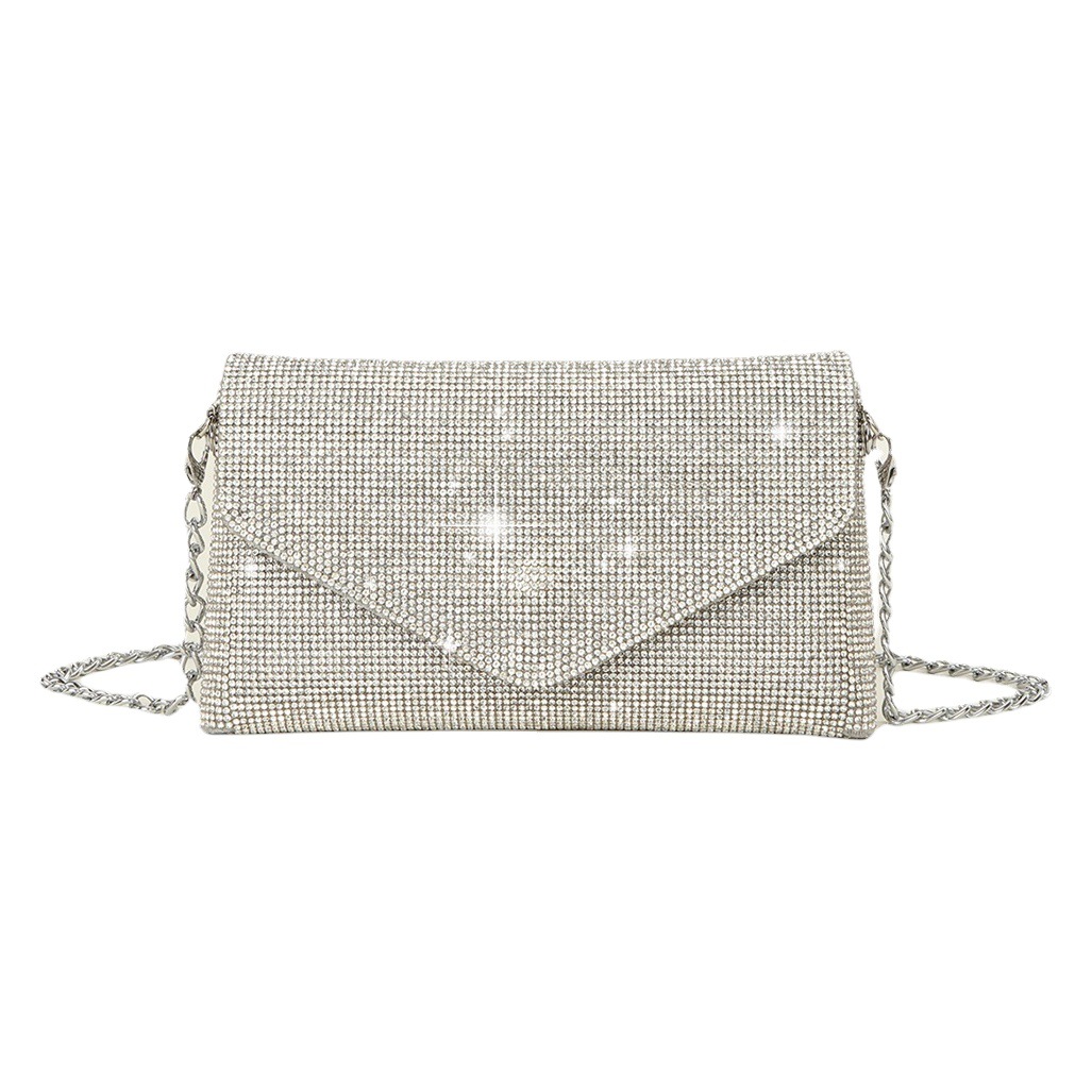 2023 nuevo transfronterizo rhinestone diamante flash pu sobre mini cena bolsa cadena partido embrague noche bolsa