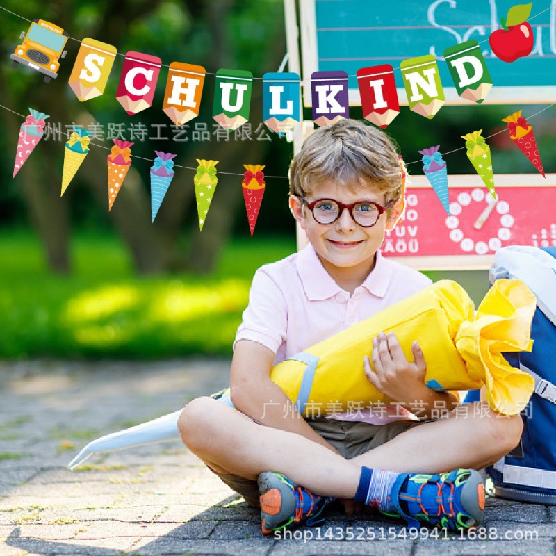 Jardín de infancia alemán transfronterizo decoración de regreso a la escuela primaria