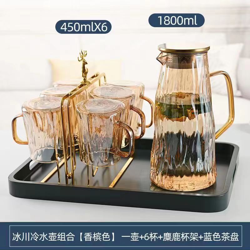 Nuevo traje de alta borosilicato glaciar botella de agua fría traje grueso vidrio gran capacidad olla creativa resistente al calor botella de agua fría