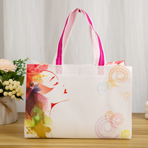 Three-dimensional non-woven coated bag, colorful large shopping bag for shopping mall, clothing store tote bag with logo printing