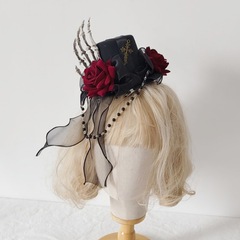 ハロウィーン暗黒ゴシックロリータ帽子手爪ヘアピンバラ花亜文化アニメショーヘッドアクセサリー