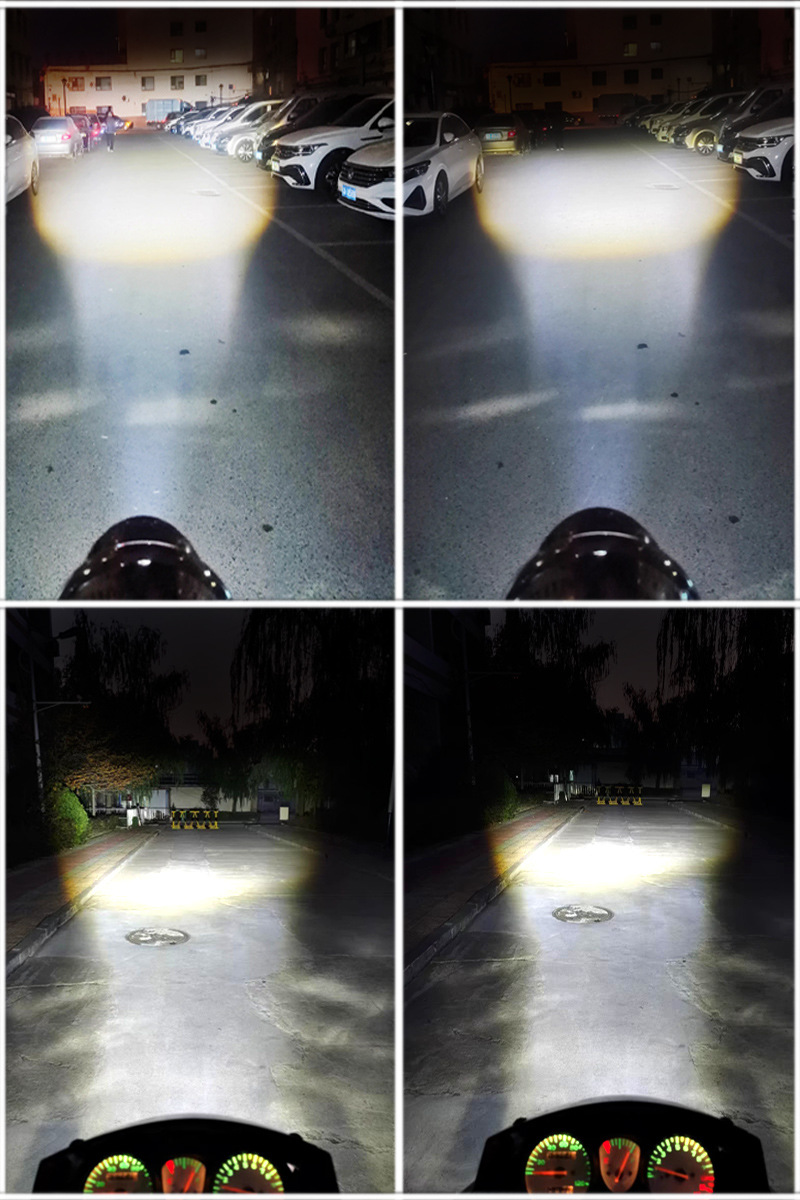 Motorcycle LED Headlight Built-in Fisheye High Beam Lens Fan