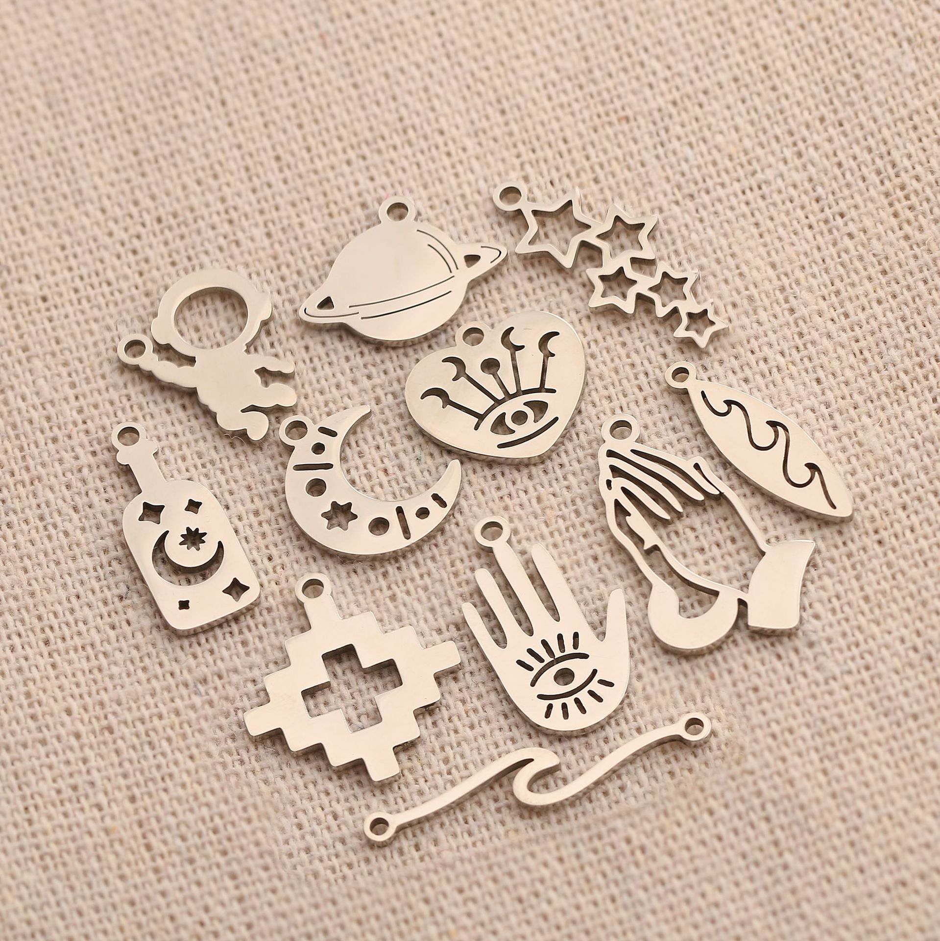 Pendant Jewelry Making Type 5 PCS/Package 14*23mm 22mm 304 Stainless Steel Star Moon Pendant