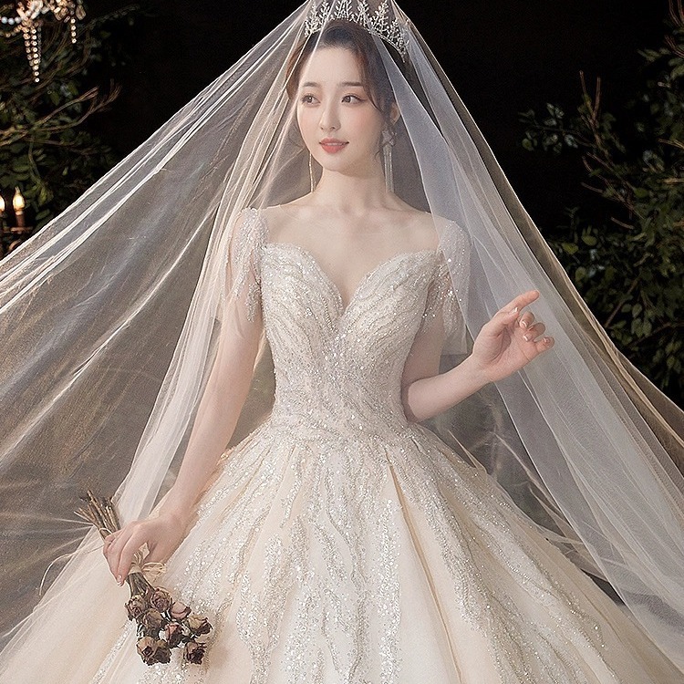 重工新娘主婚纱2023新款奢华出门纱新娘结婚高定婚纱高端婚纱批发