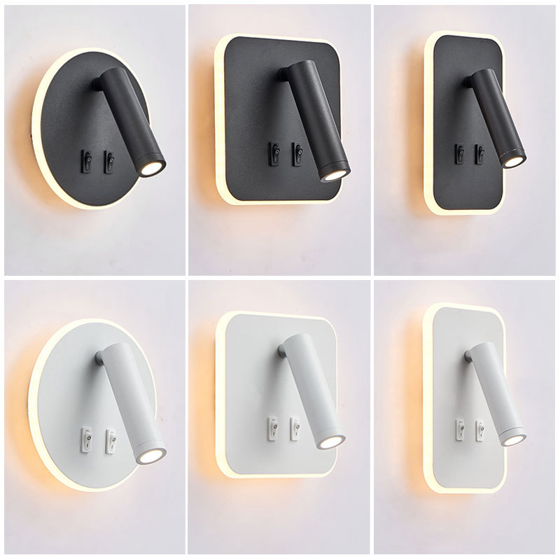 Nuevo tipo con lámpara de pared USB moderna lámpara de pared de dormitorio de estudio led lámpara de sala de estar simple lámpara de lectura de cabezal de cama de hotel creativa