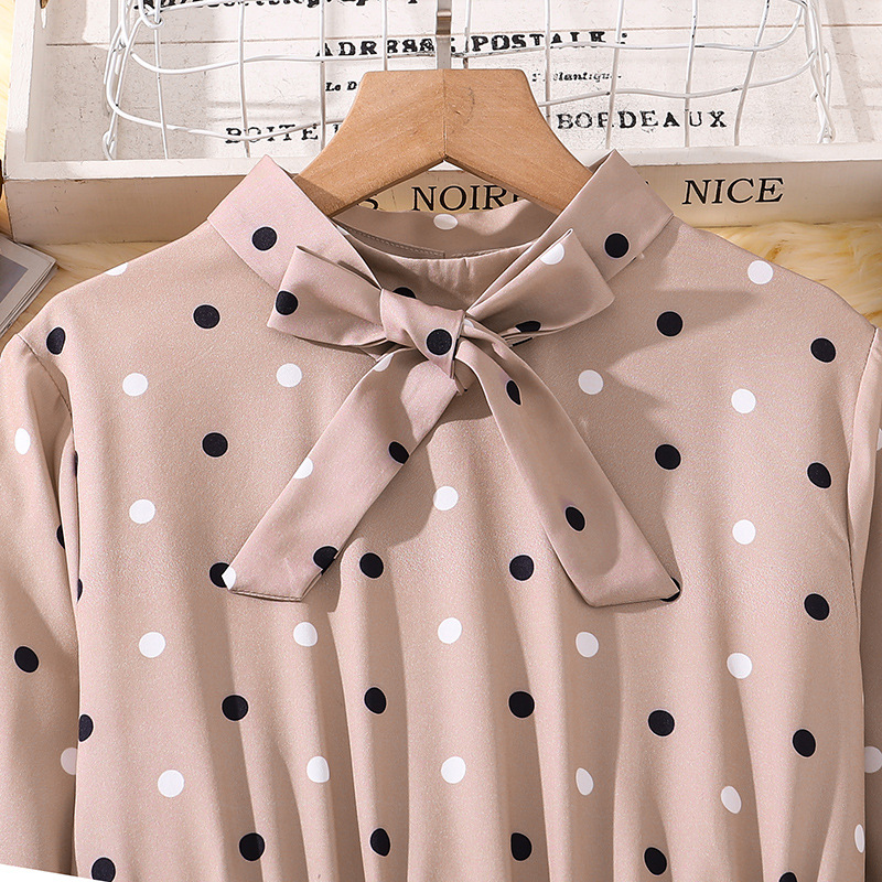 Girls' 6-12 autumn clothing new mid size children's polka dot printed long sleeved princess dress_voghion.com