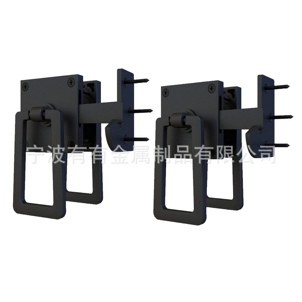 Cerradura de Doble Lado para Puerta Corredera de Granja, de Aluminio Negro, para Comercio Electrónico al por Mayor, Cerradura Giratoria para Puerta de Madera Resistente, Manija para Puerta de Cerca