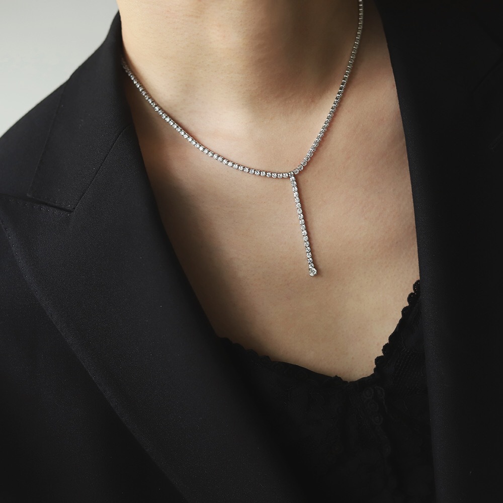 Fashion Solid Color Titanium Steel Inlay Artificial Gemstones Necklace 1 Piece