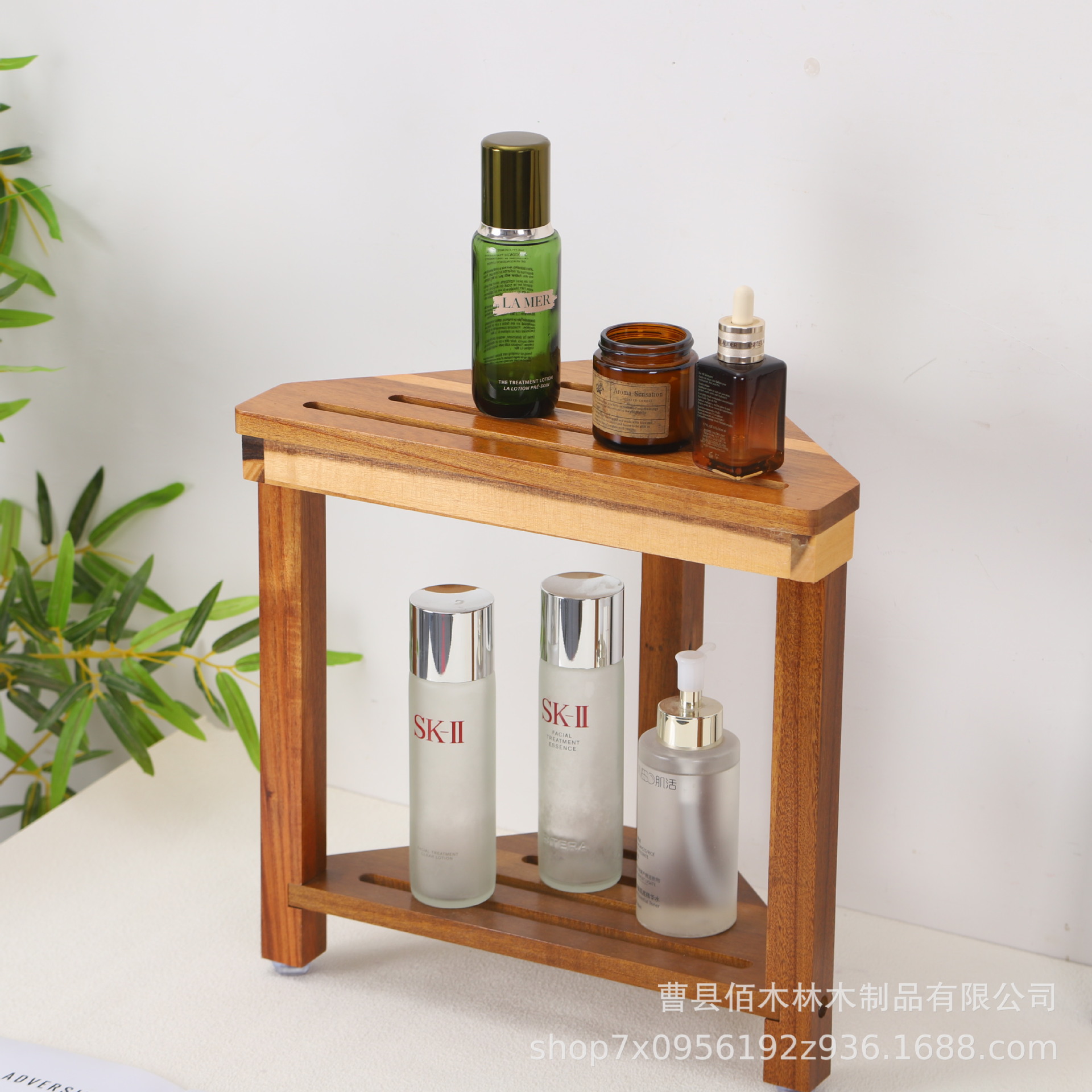 In-Stock Wooden Bathroom Stool, Shower Stool, Shoe-Changing Stool, Household Two-Tier Storage Rack, Bathroom Storage Rack, Non-Slip Stool