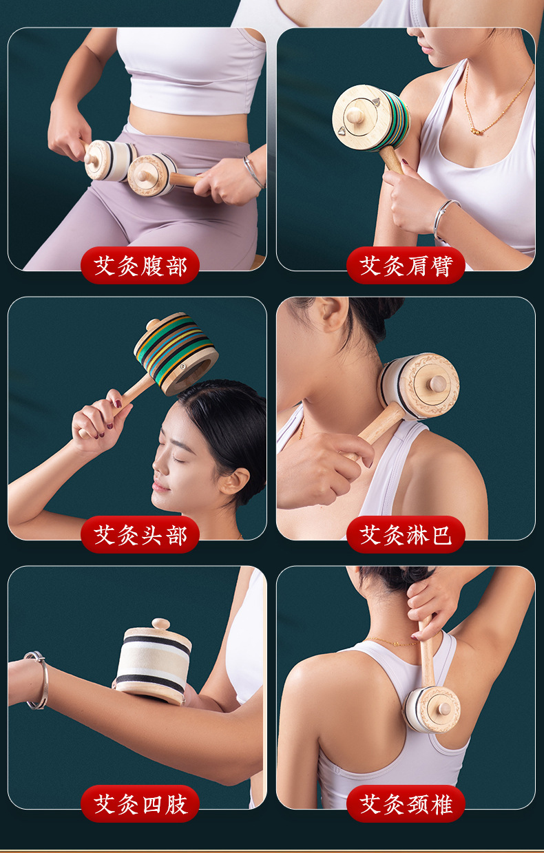 Wooden Handheld Moxa Box Moxibustion Device Three Needle Large Size for Full Body Neck Shoulder and Abdomen specifications