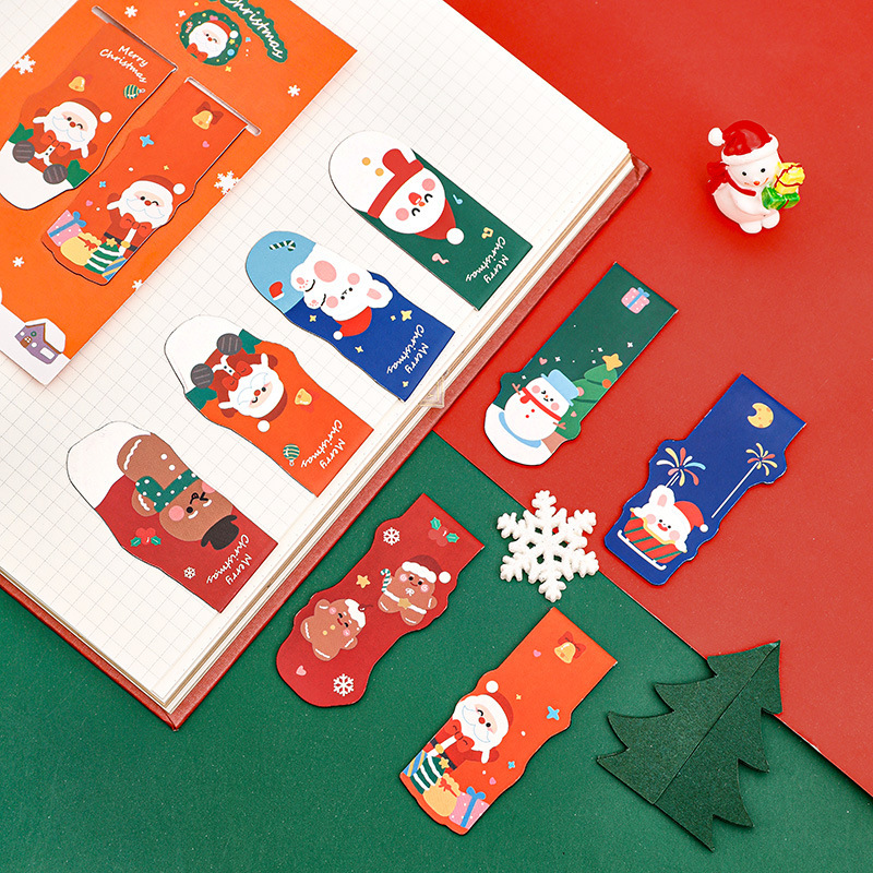 Hangsu オリジナルクリスマス磁気ブックマーク学生クリスマス絶妙な文具ギフトかわいいクリエイティブブックページホルダー|undefined