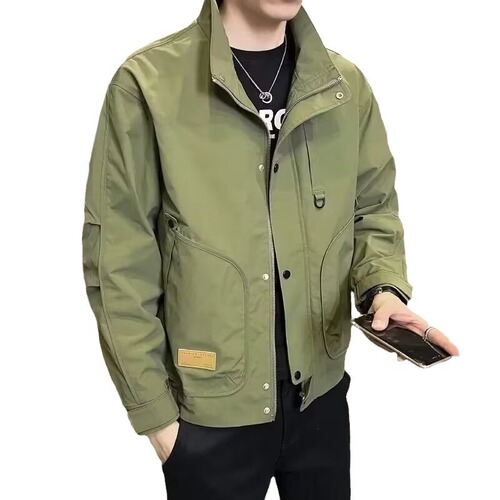 Men's Spring/Autumn Parka Jacket with Tuxedo Collar, Work-style, Stylish and Versatile, High-end Upperwear