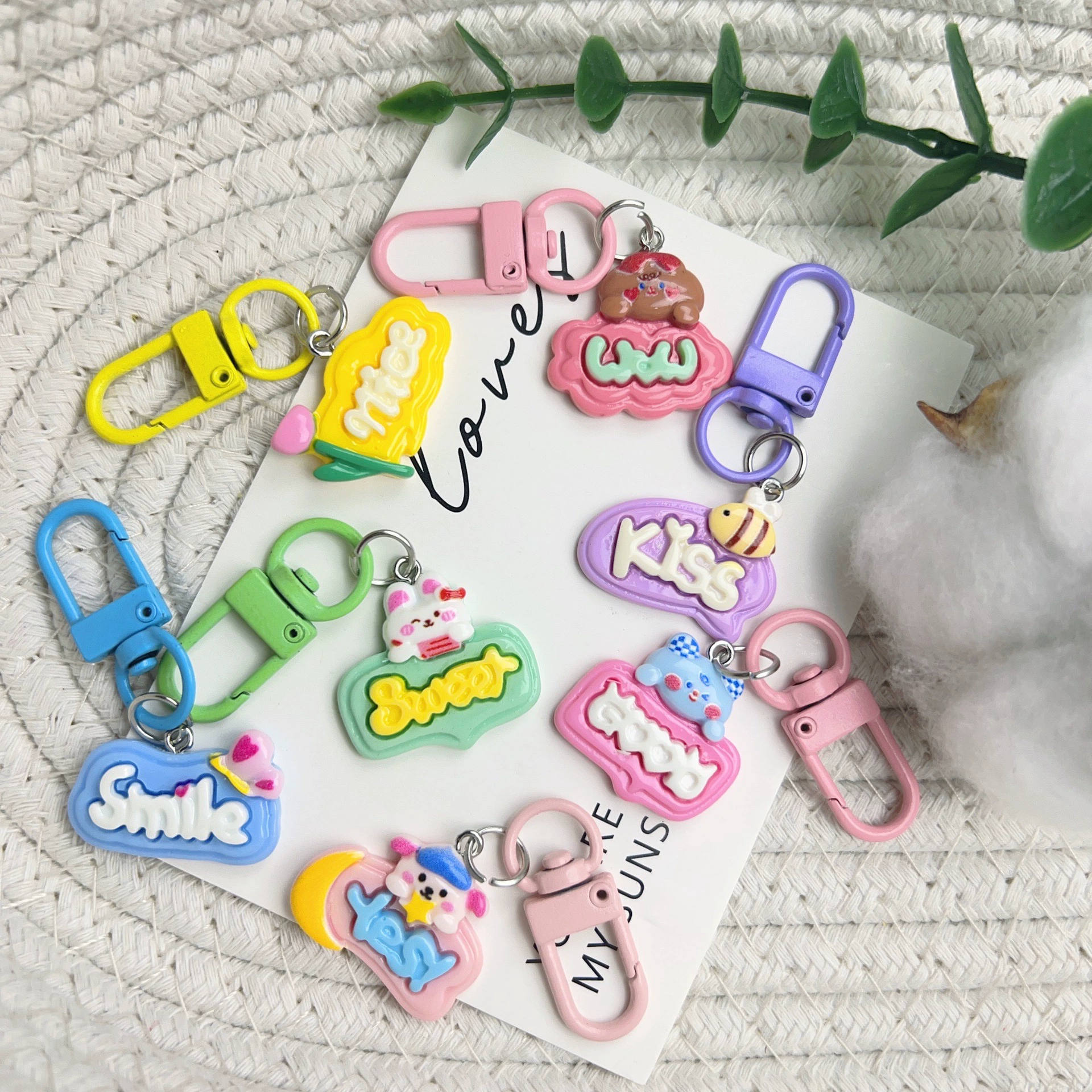 Милый кролик и медведь, сделай сам, английская табличка с словом, брелок для школьной сумки, милый кулон, сумка для девочек, подвесные украшения