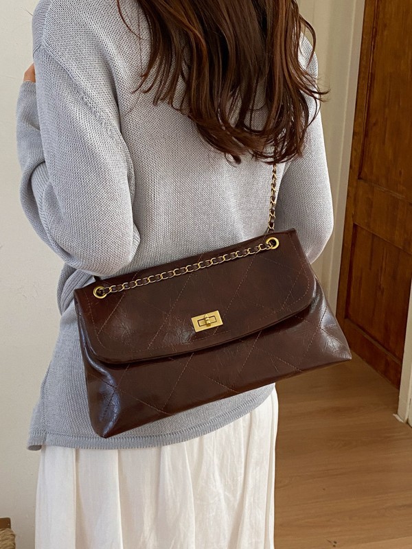 Bolso retro de gran capacidad para mujeres 2026 nueva moda cadena de diamante mochila de hombro de nicho de viaje bolsa de mano