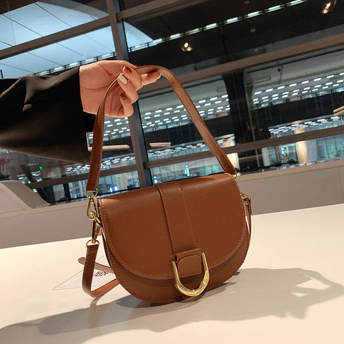 Versatile ins small bag  new bag women's bag crossbody bag texture retro single shoulder armpit saddle bag