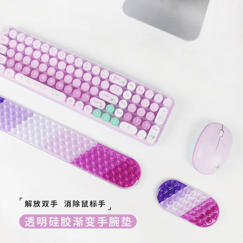 Cross-border new gradient transparent mouse pad wholesale large office wrist pad waterproof non-slip crystal keyboard pad