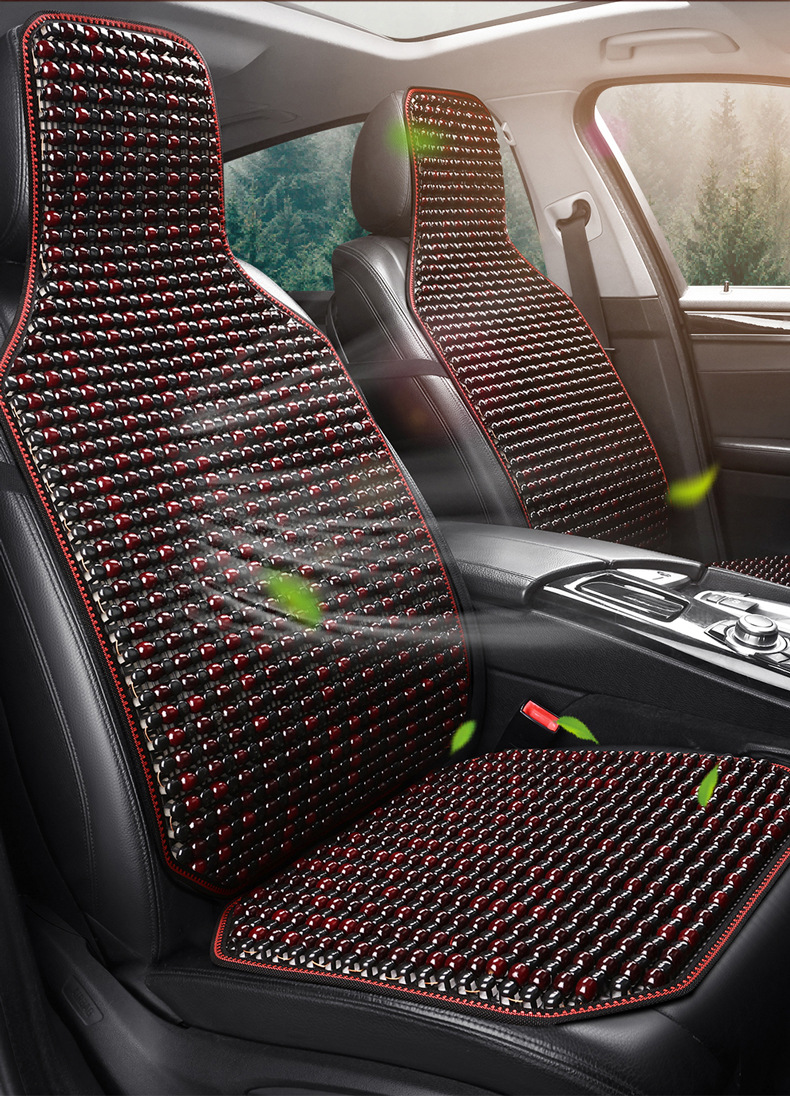 Car cushion single piece summer wooden beads three-piece single seat cushion tie-free non-slip breathable rear seat cushion cool cushion