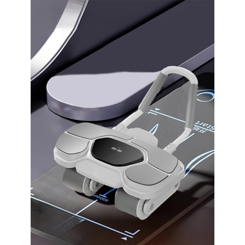 [플래그십 카운팅 모델 - 그레이] 복부 휠 - 넓어진 4개의 바퀴와 4개의 팔꿈치 지지대_칼로리당 타이밍 카운팅(무료 두꺼운 무릎)