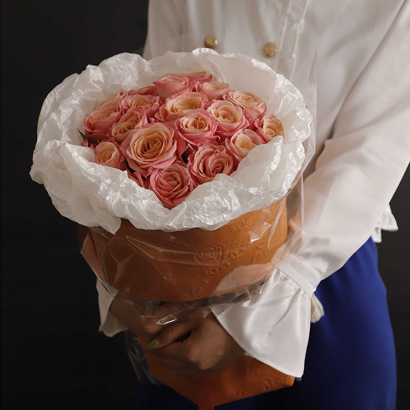 Papel estampado flor de rosa abierto papel estampado tridimensional cóncavo-convexo flores de papel de arte chino material de embalaje de flores papel de embalaje de plástico chino