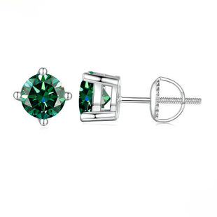 Cross-border explosive earrings s925 sterling silver green four-claw moissanite earrings all-match earrings jewelry