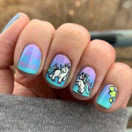 Pegatinas de uñas unicornio nueva historieta transfronteriza e-commerce niños unicornio uñas pegatinas WG241-251