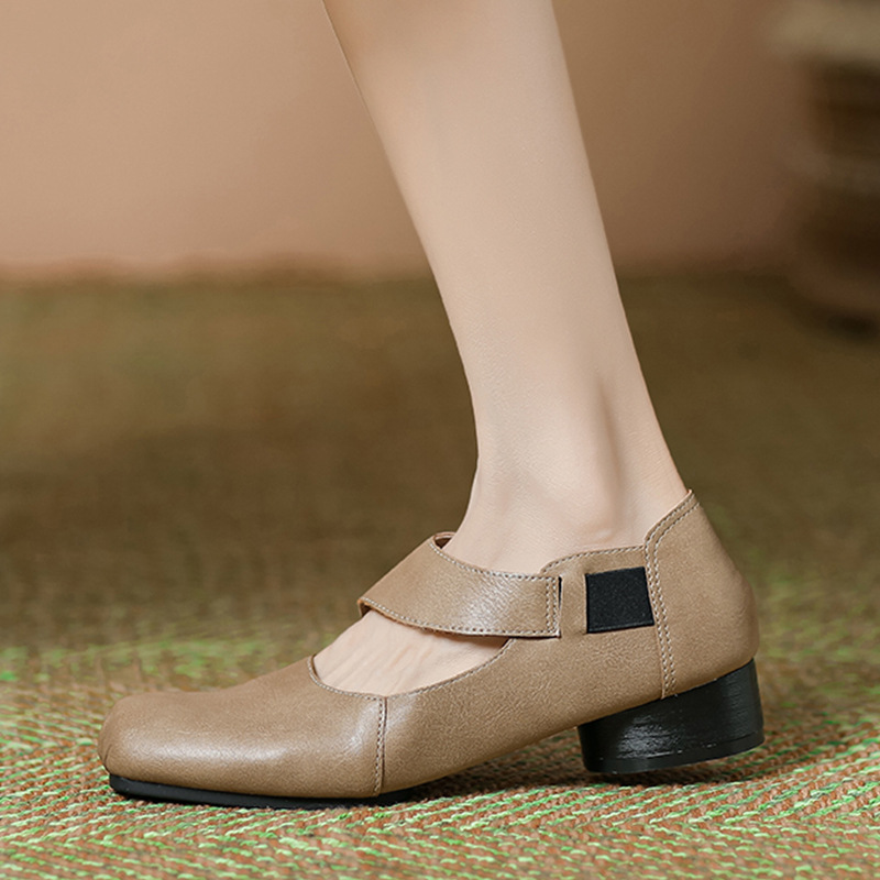 Dance Shoes Pig Nose Ballet 2025 New French Style Chunky Heel Single Shallow Mouth Square Toe Retro Mary Jane Shoes For Women_voghion.com
