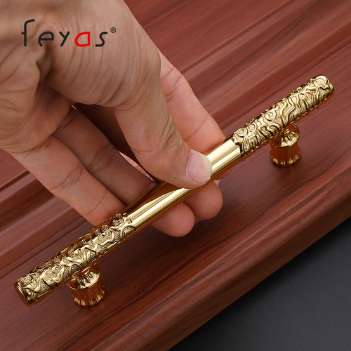 Nordic cabinet door bright gold Xiangyun gold hoop handle cabinet wardrobe wine cabinet shoe cabinet drawer small handle light luxury